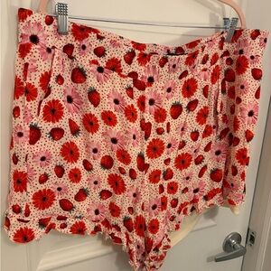 Torrid Retro Chic Pink and Red Strawberry & Floral Shorts
